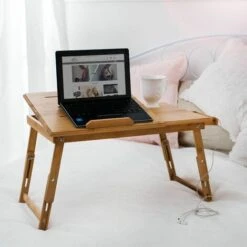 Wooden Laptop Stand, Bed Table 55x35x26 Adjustable - Laptop Table, Laptop Tray, Laptop Stand For Desk -Home Haven Shop 11950412 3