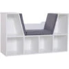 HOMCOM Bookcase Storage Reading Seat Unit Kids Adults Six Cubes Organiser White -Home Haven Shop 13765622 1