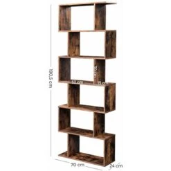 VASAGLE Wooden Bookcase, Cube Display Shelf And Room Divider, Freestanding Decorative Storage Shelving, 6-Tier Bookshelf, Rustic Brown By SONGMICS LBC61BX -Home Haven Shop 16706287 5