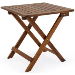 Garden Side Table Balcony Folding Outdoor Wooden 46x46cm Patio Small Space Corner Bistro Weather Resistant Terrace -Home Haven Shop 18381339 2