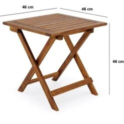 Garden Side Table Balcony Folding Outdoor Wooden 46x46cm Patio Small Space Corner Bistro Weather Resistant Terrace -Home Haven Shop 18381339 4