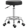 Vinsetto Round PU Leather Salon Beautician Stool Adjustable Height W/ Footrest -Home Haven Shop 23423152 1