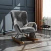 Livingandhome Linen Rocking Chair Armchair With Pocket, Dark Grey -Home Haven Shop 23759439 1