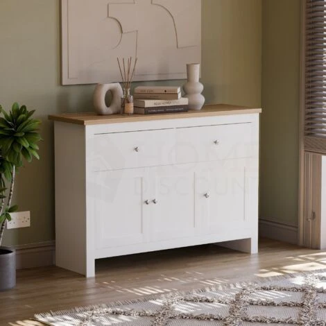 Arlington Sideboard 2 Drawer 3 Door Cabinet Cupboard Storage, White -Home Haven Shop 25534669 1