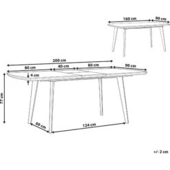 Extending Dining Table 160/200x90cm MDF Marble Effect With Black Iron Legs Mosby -Home Haven Shop 28912671 3