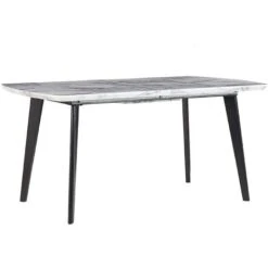 Extending Dining Table 160/200x90cm MDF Marble Effect With Black Iron Legs Mosby -Home Haven Shop 28912671 4