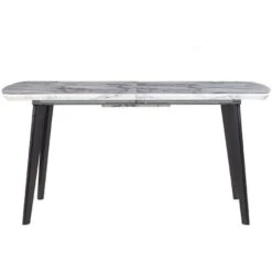 Extending Dining Table 160/200x90cm MDF Marble Effect With Black Iron Legs Mosby -Home Haven Shop 28912671 5