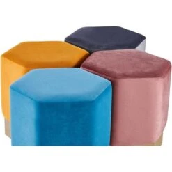 Amore LUX Velvet Pouffe, Footstool, Living Room Furniture, Hexagon Shape, Modern Pouffe, Single, Pink -Home Haven Shop 29350679 4