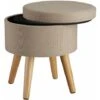 Stool Yumi With Storage In Linen Look - Dressing Table Chair, Dressing Table Stool, Kitchen Stool - Sand -Home Haven Shop 32017199 1