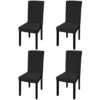 Straight Stretchable Chair Cover 4 Pcs Black VidaXL -Home Haven Shop 3350944 1