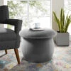 Livingandhome Velvet Mashroom Shape Pouffe Footstool , Grey -Home Haven Shop 35861940 1