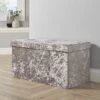 Large Folding Ottoman Silver Ice Velvet Fabric Chest Solid Storage Space Saving -Home Haven Shop 36857466 1