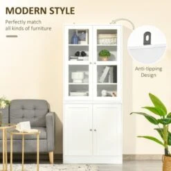 HOMCOM Modern Bookcase Display Storage Cabinet W/ Doors Adjustable Shelves -Home Haven Shop 48446290 3