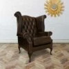 Scroll Wing Chair UK Manufactured Antique Brown -Home Haven Shop 51595990 1