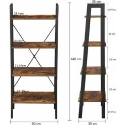 4-Tier Bookcase Multifunction Display Rack Ladder Bookshelf NATURAL WOOD -Home Haven Shop 53620332 3