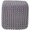 HOMESCAPES Dark Grey Cube Cotton Knitted Pouffe Footstool -Home Haven Shop 54654664 1