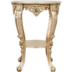 ROUND PANCHETTO TABLE IN ANTIQUE SILVER LEAF FINISH MADE IN ITALY -Home Haven Shop 61126390 3