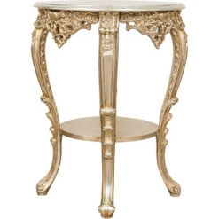 ROUND PANCHETTO TABLE IN ANTIQUE SILVER LEAF FINISH MADE IN ITALY -Home Haven Shop 61126390 4