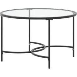 Livingandhome Black Modern Round Tempered Glass Coffee Table For Living Room -Home Haven Shop 77837718 4