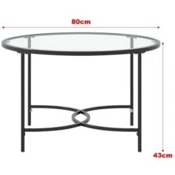 Livingandhome Black Modern Round Tempered Glass Coffee Table For Living Room -Home Haven Shop 77837718 5