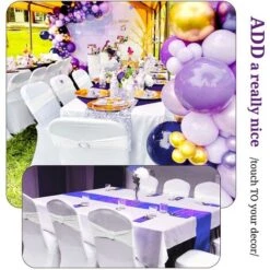 60 Pack Spandex Stretch Sashes With Sliding Buckle For Wedding, Spandex Chair Cover Bands For Folding Chairs, Banquet Decorations (White) -Home Haven Shop 89795937 4